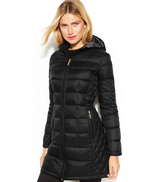 black coat michael kors|michael kors women's down coat.